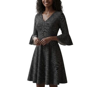 Gabby Skye Women's Bell Sleeve Textured Knit  Dress. Sz M